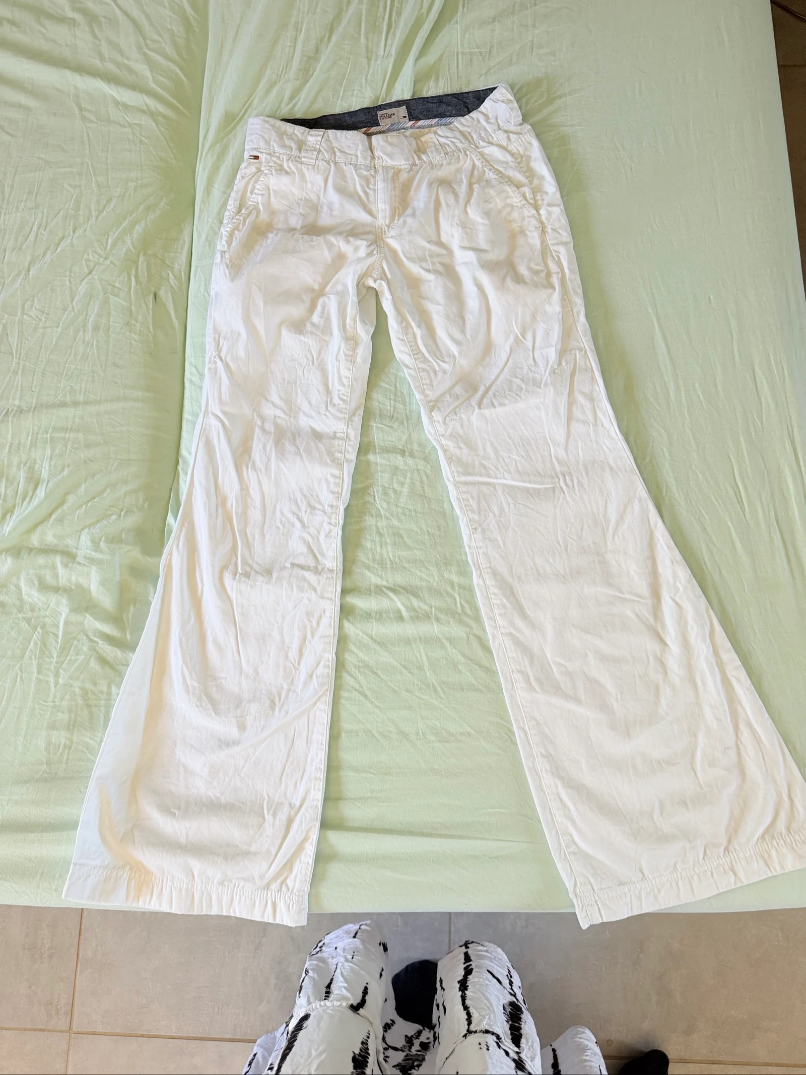 Pantalon Chino Femme Blanc Tommy Hilfiger Taille W29 L24 (FR38)